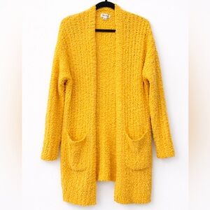 NWT SMALL POPCORN SOFT Women's Yellow Open Front Knit Cardigan Sweater